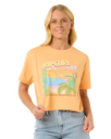 The Rip Curl Womens La Paloma Crop T-Shirt in Pastel Orange
