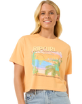 The Rip Curl Womens La Paloma Crop T-Shirt in Pastel Orange