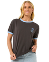 The Rip Curl Womens San Carlos Ringer T-Shirt in Washed Black