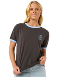 The Rip Curl Womens San Carlos Ringer T-Shirt in Washed Black