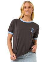 The Rip Curl Womens San Carlos Ringer T-Shirt in Washed Black