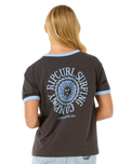 The Rip Curl Womens San Carlos Ringer T-Shirt in Washed Black