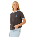 The Rip Curl Womens San Carlos Ringer T-Shirt in Washed Black