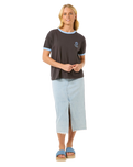 The Rip Curl Womens San Carlos Ringer T-Shirt in Washed Black