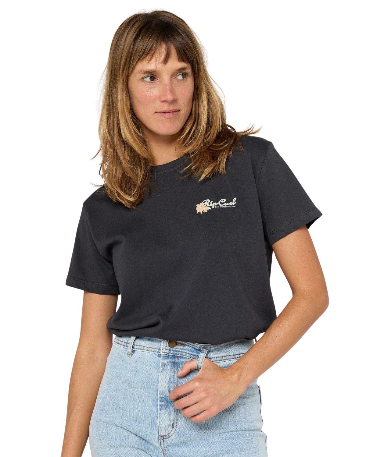 The Rip Curl Womens Waikiki T-Shirt in Washed Black