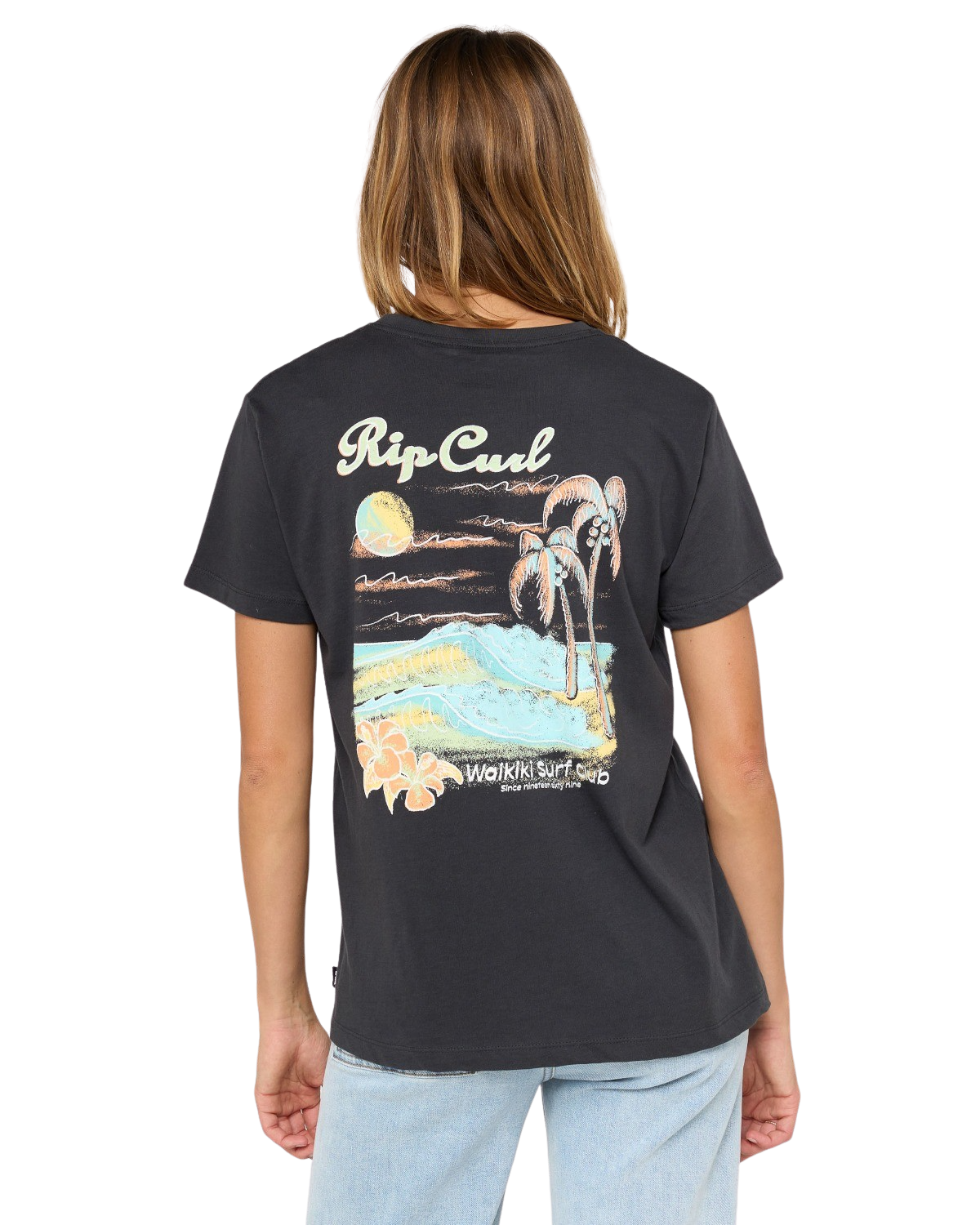 The Rip Curl Womens Waikiki T-Shirt in Washed Black