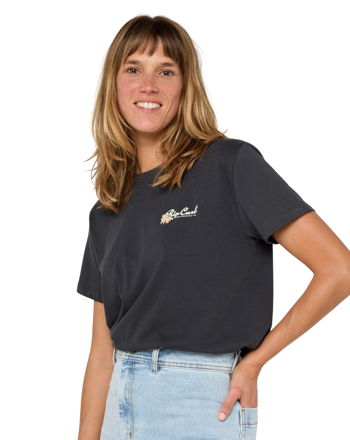 The Rip Curl Womens Waikiki T-Shirt in Washed Black