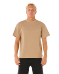 The Rip Curl Mens Search Embroidery T-Shirt in Sand Dune