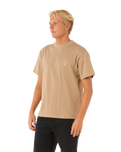 The Rip Curl Mens Search Embroidery T-Shirt in Sand Dune