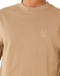 The Rip Curl Mens Search Embroidery T-Shirt in Sand Dune