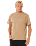 The Rip Curl Mens Search Embroidery T-Shirt in Sand Dune