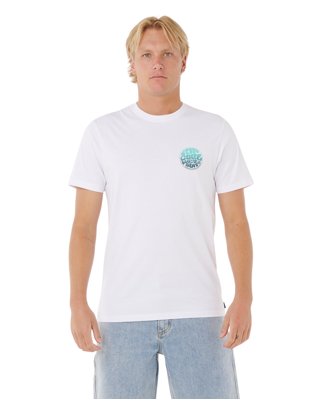 The Rip Curl Mens Wettie Passage Icon T-Shirt in Optical White