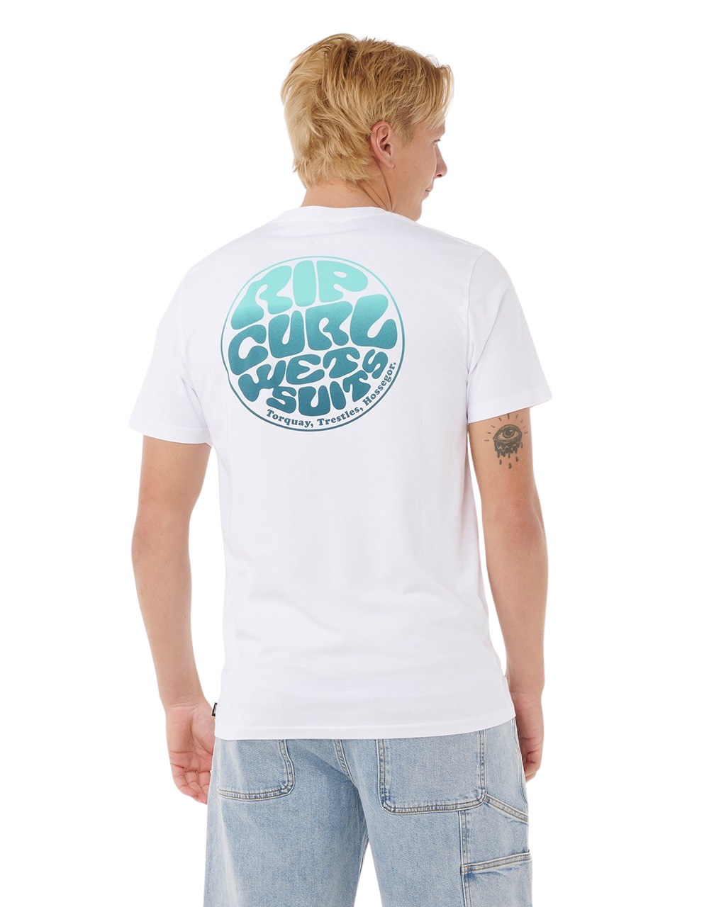 The Rip Curl Mens Wettie Passage Icon T-Shirt in Optical White
