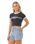 The Rip Curl Womens Keepsakes From Waikiki Baby T-Shirt in Washed Black