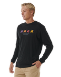 The Rip Curl Mens Surf Revival Hoffman Long Sleeve T-Shirt in Black