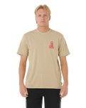 The Rip Curl Mens Vaporcool Search Stack T-Shirt in Khaki Rock