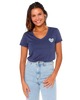 Heart V Neck T-Shirt in Navy