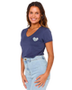 Heart V Neck T-Shirt in Navy