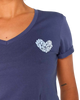 Heart V Neck T-Shirt in Navy