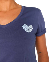 Heart V Neck T-Shirt in Navy