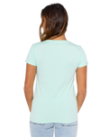 Heart V Neck T-Shirt in Light Aqua
