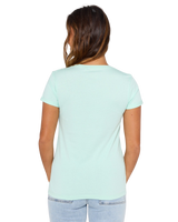 Heart V Neck T-Shirt in Light Aqua