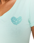 Heart V Neck T-Shirt in Light Aqua