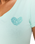 Heart V Neck T-Shirt in Light Aqua