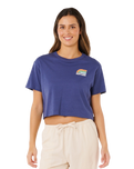 Surf Side Cropped T-Shirt in Navy