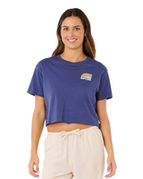 Surf Side Cropped T-Shirt in Navy