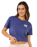 Surf Side Cropped T-Shirt in Navy