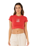 The Rip Curl Womens Pacific Coast Baby T-Shirt in Deep Red