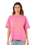 The Rip Curl Womens Hotel Malibu Heritage T-Shirt in Super Pink