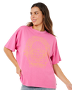 The Rip Curl Womens Hotel Malibu Heritage T-Shirt in Super Pink