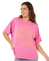 The Rip Curl Womens Hotel Malibu Heritage T-Shirt in Super Pink