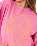 The Rip Curl Womens Hotel Malibu Heritage T-Shirt in Super Pink