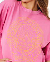 The Rip Curl Womens Hotel Malibu Heritage T-Shirt in Super Pink