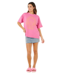 The Rip Curl Womens Hotel Malibu Heritage T-Shirt in Super Pink