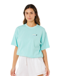 The Rip Curl Womens Aloha Heritage T-shirt in Light Sea Blue