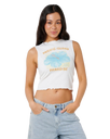 Topanga Canyon Shirred Tank Top in White