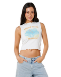 Topanga Canyon Shirred Tank Top in White