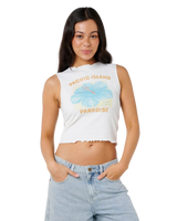 Topanga Canyon Shirred Tank Top in White