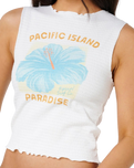 Topanga Canyon Shirred Tank Top in White