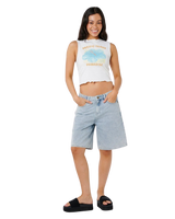 Topanga Canyon Shirred Tank Top in White