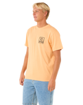 The Rip Curl Mens Raw Energy Trad T-Shirt in Mandarin Zest