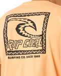 The Rip Curl Mens Raw Energy Trad T-Shirt in Mandarin Zest