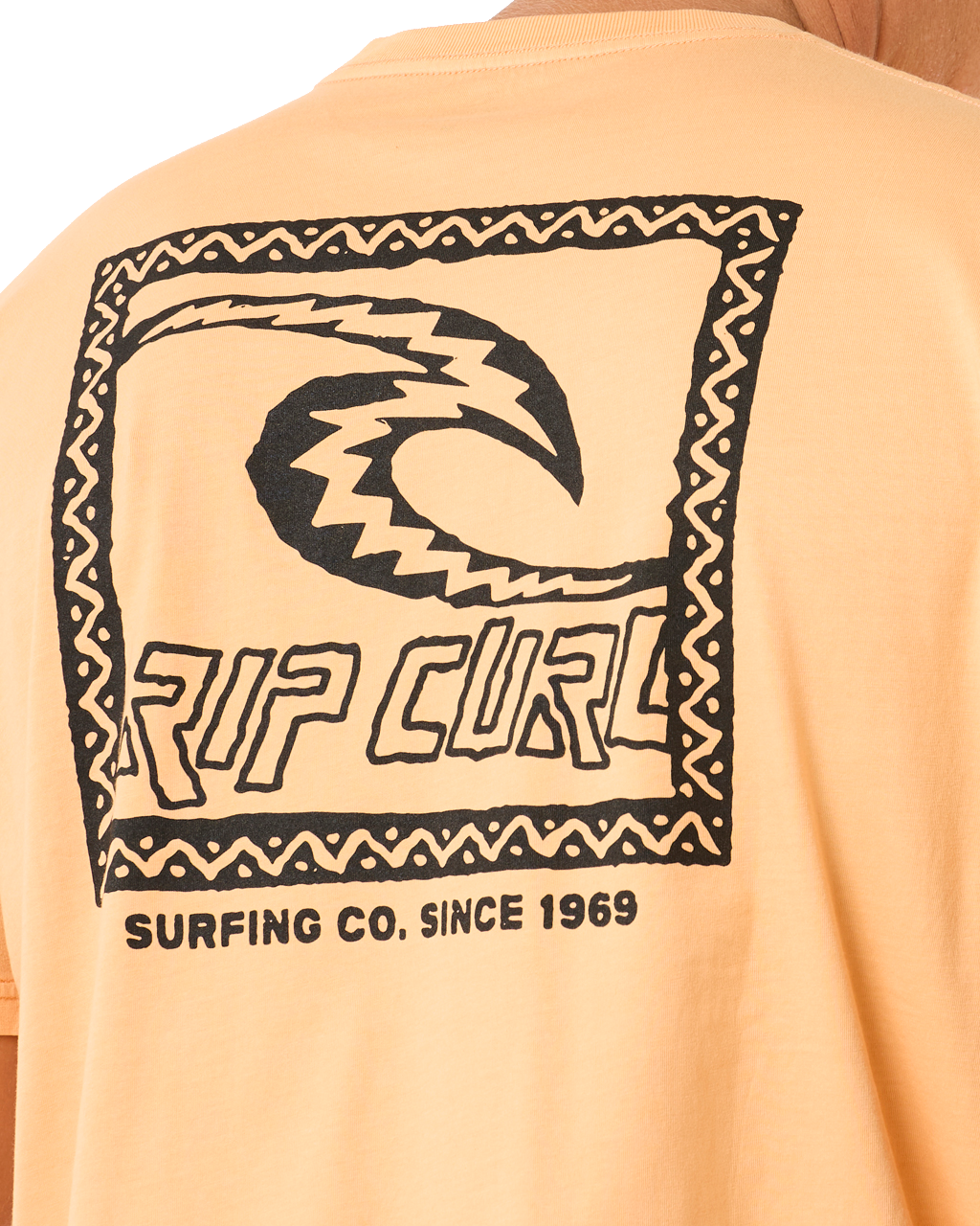 The Rip Curl Mens Raw Energy Trad T-Shirt in Mandarin Zest