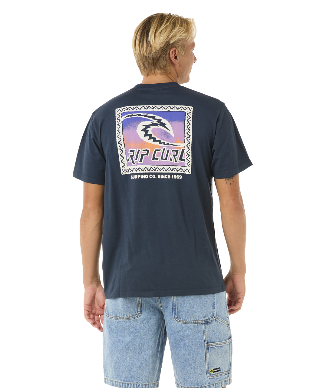 The Rip Curl Mens Raw Energy Trad T-Shirt in Dark Navy