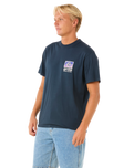The Rip Curl Mens Raw Energy Trad T-Shirt in Dark Navy