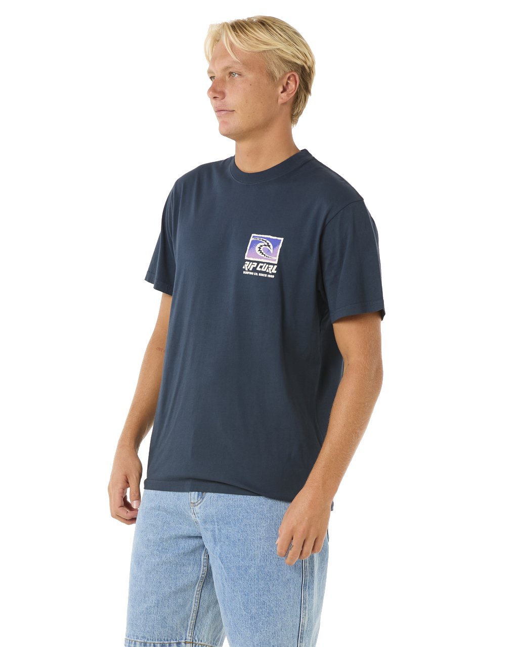 The Rip Curl Mens Raw Energy Trad T-Shirt in Dark Navy